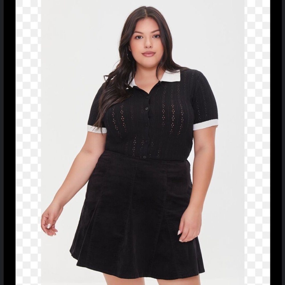 Forever 21 Plus Size Pointelle Sweater-Knit Polo Shirt